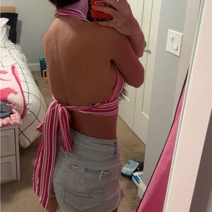 SHEIN Pink and White Striped Top